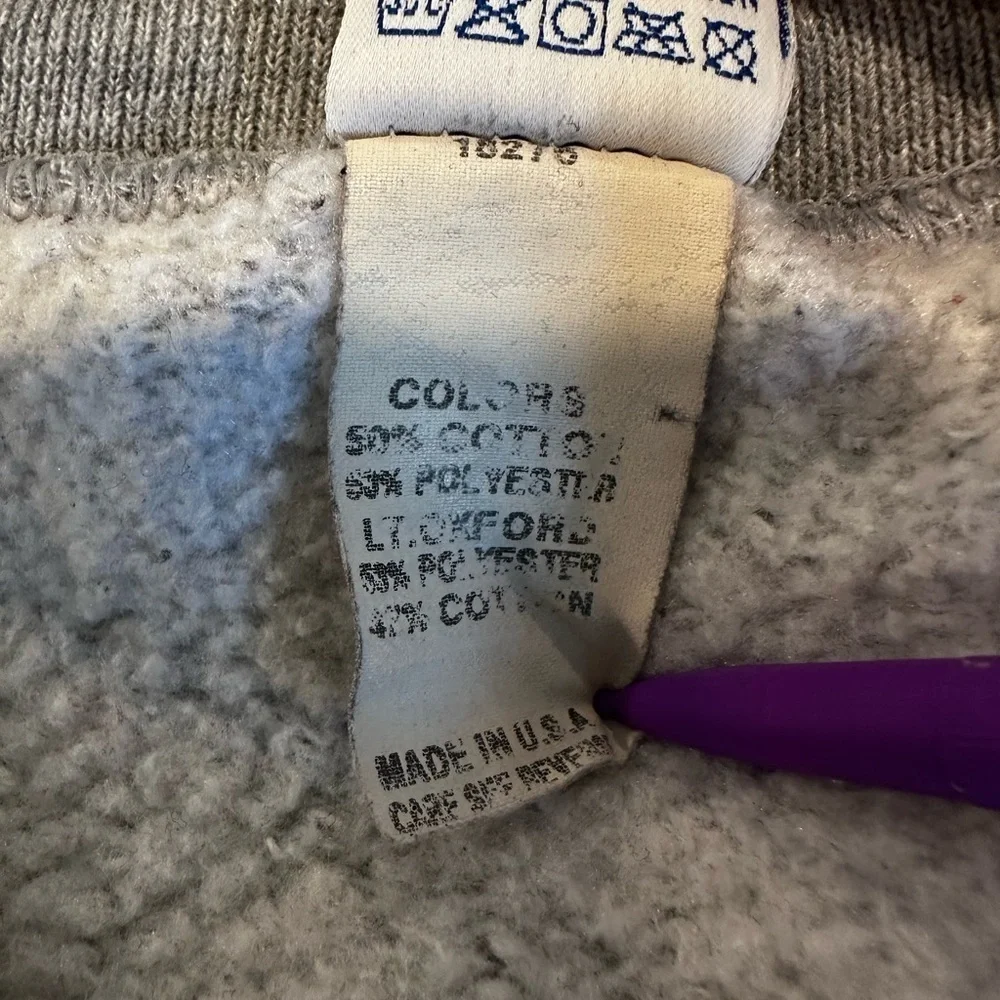VTG 80s/90s Russell Athletic Sweatshirt Men XL Gray Colorblock Striped.